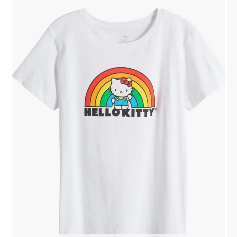Hello Kitty Rainbow Wave Graphic T-Shirt NWT, Size Large